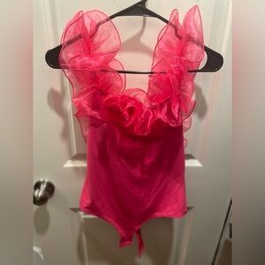 Free people fuchsia low-back ribbon bodysuit